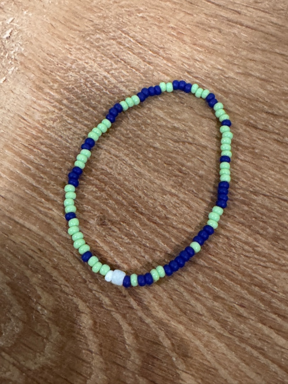 Beaded Stretch Bracelet - Lime Green & Navy